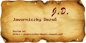 Javorniczky Dezső névjegykártya